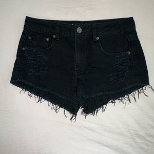 American Eagle Black High-Rise Denim Shorts Size 8